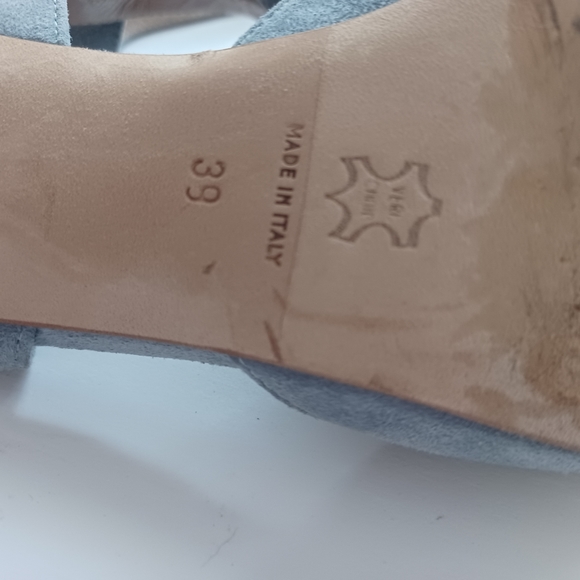 Cheville grey suede slingback kitten heal pointed toes 8.5 - 39 made in Italy - Picture 7 of 9